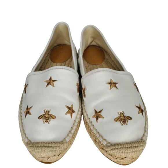 Gucci Bee & Star Embroidered Leather Espadrille Flats - Picture 3 of 8